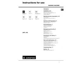 Инструкция стиральной машины Ariston AVTL 109
