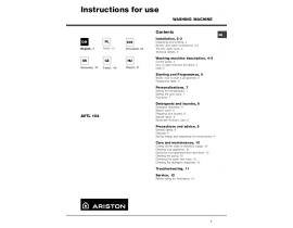 Инструкция стиральной машины Ariston AVTL 104