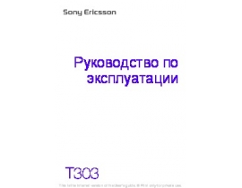 Руководство пользователя, руководство по эксплуатации сотового gsm, смартфона Sony Ericsson T303