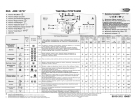 Инструкция стиральной машины Whirlpool AWE 10727(Таблица программ)
