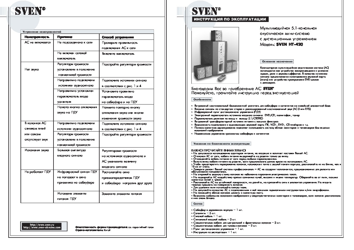 Sven ht 420 схема