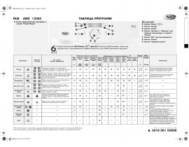Инструкция стиральной машины Whirlpool AWO 12363(Таблица программ)
