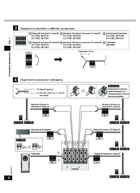 Как подключить центр к колонкам панасоник Инструкция домашнего кинотеатра Panasonic SC-HT60 - Инструкции по эксплуатации б