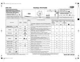Инструкция стиральной машины Whirlpool AWG 400(Таблица программ)