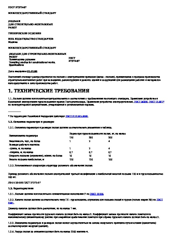 Акт испытания люльки строительной образец