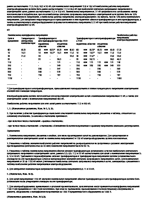 Номинальное напряжение системы электроснабжения