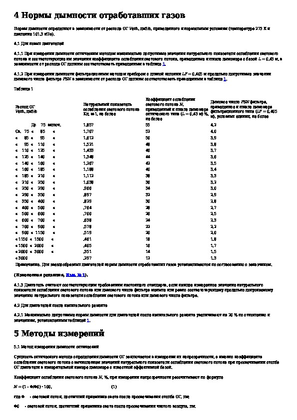 Нормы дымности отработавших газов дизельных двигателей