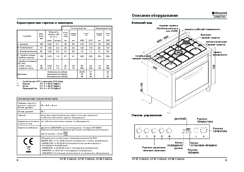 Инструкция плиты ariston. Газовая плита Hotpoint-Ariston cp98sea /ha. Газовая плита Аристон с электродуховкой 7 поваров. Технические характеристики газовая плита Ariston Hotpoint.