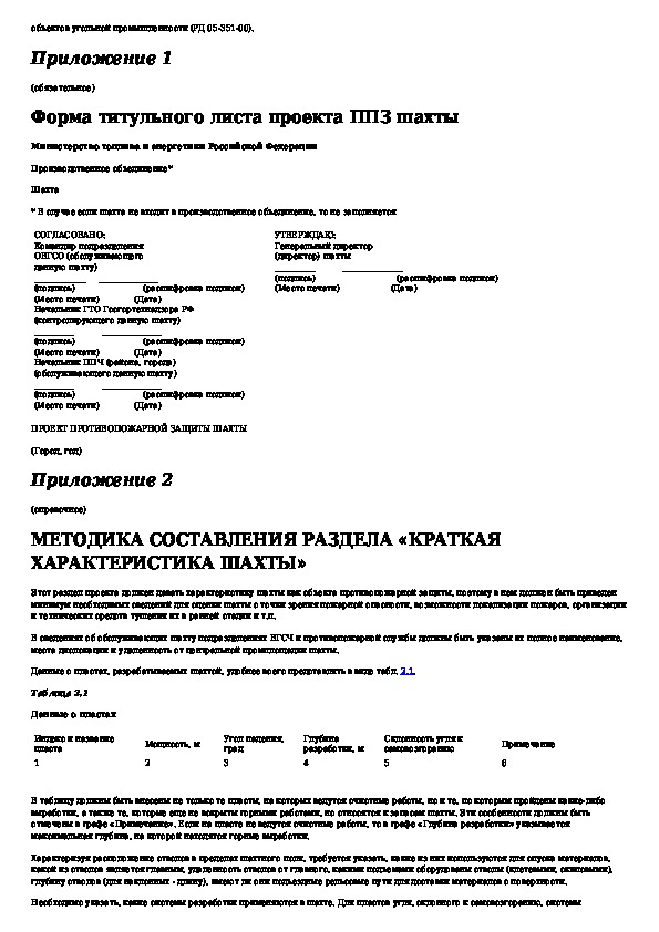 Руководство по составлению проектов противопожарной защиты рудных шахт статус