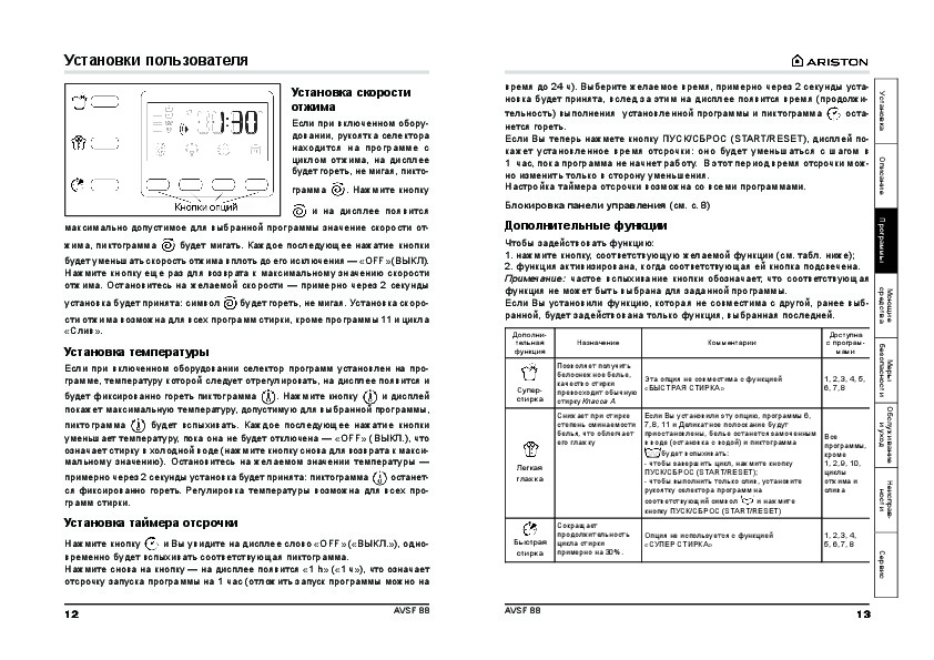 Стиральная машина hotpoint ariston инструкция по применению. Руководство пользователя стиральной машины Аристон AVSF 88. Аристон стиральная машина AVSF 88 инструкция. Ariston AVSF 88 инструкция. Аристон AVSF 129 стиральная машина инструкция.