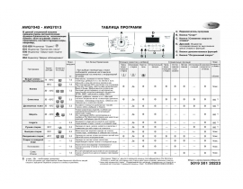 Инструкция стиральной машины Whirlpool AWG 7013_AWG 7043(Таблица программ)