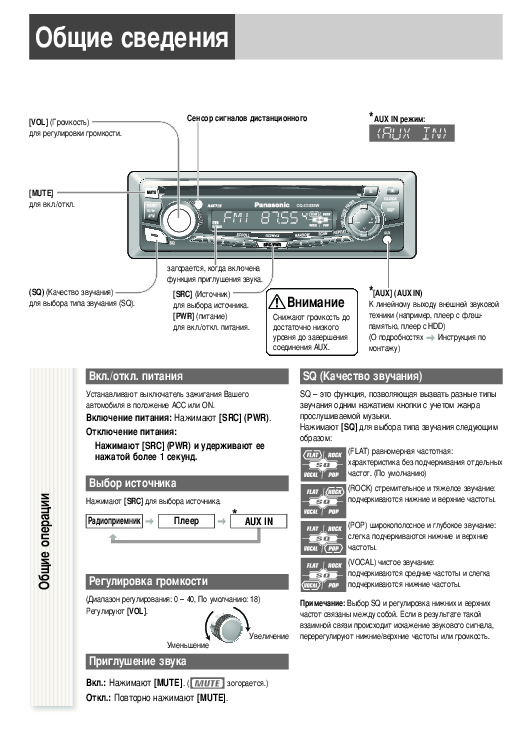 Схема panasonic cq c1303w схема