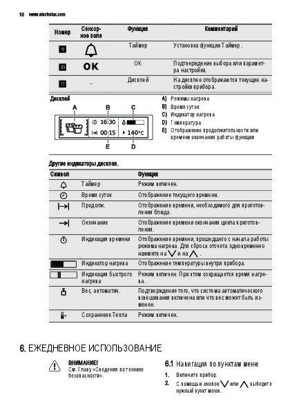 Духовой шкаф электролюкс инструкция по эксплуатации на русском значки