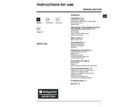 Инструкция стиральной машины Hotpoint-Ariston ARTXF 109