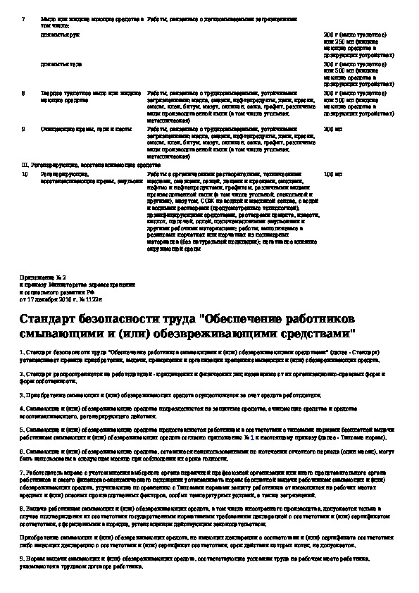 Приказ об утверждении норм бесплатной выдачи работникам смывающих и обезвреживающих средств образец