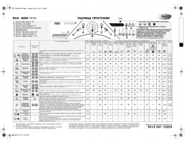 Инструкция стиральной машины Whirlpool AWM 1111(Таблица программ)