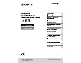 Инструкция, руководство по эксплуатации цифрового фотоаппарата Sony SLT-A65(V)