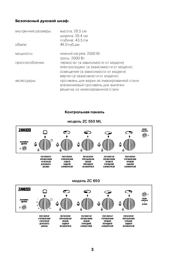 Газовая плита занусси пицца с электроподжигом инструкция