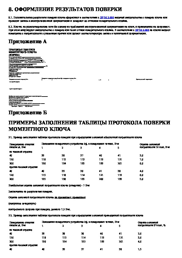 Образец методики калибровки